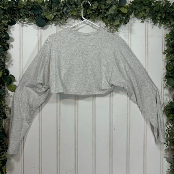 Musera Gray Crop Long Sleeve Shirt Casual SMALL Lounge Comfy - Picture 2 of 7